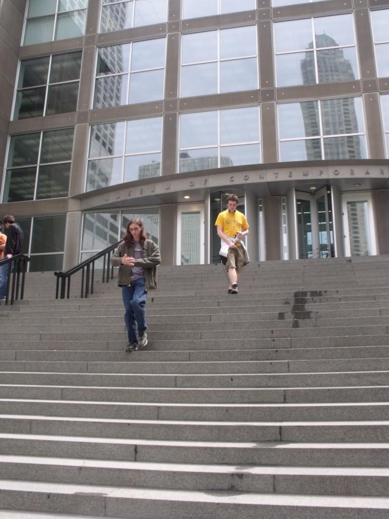 Two Kulka Forum Students standing outside of the Museum of Modern Art