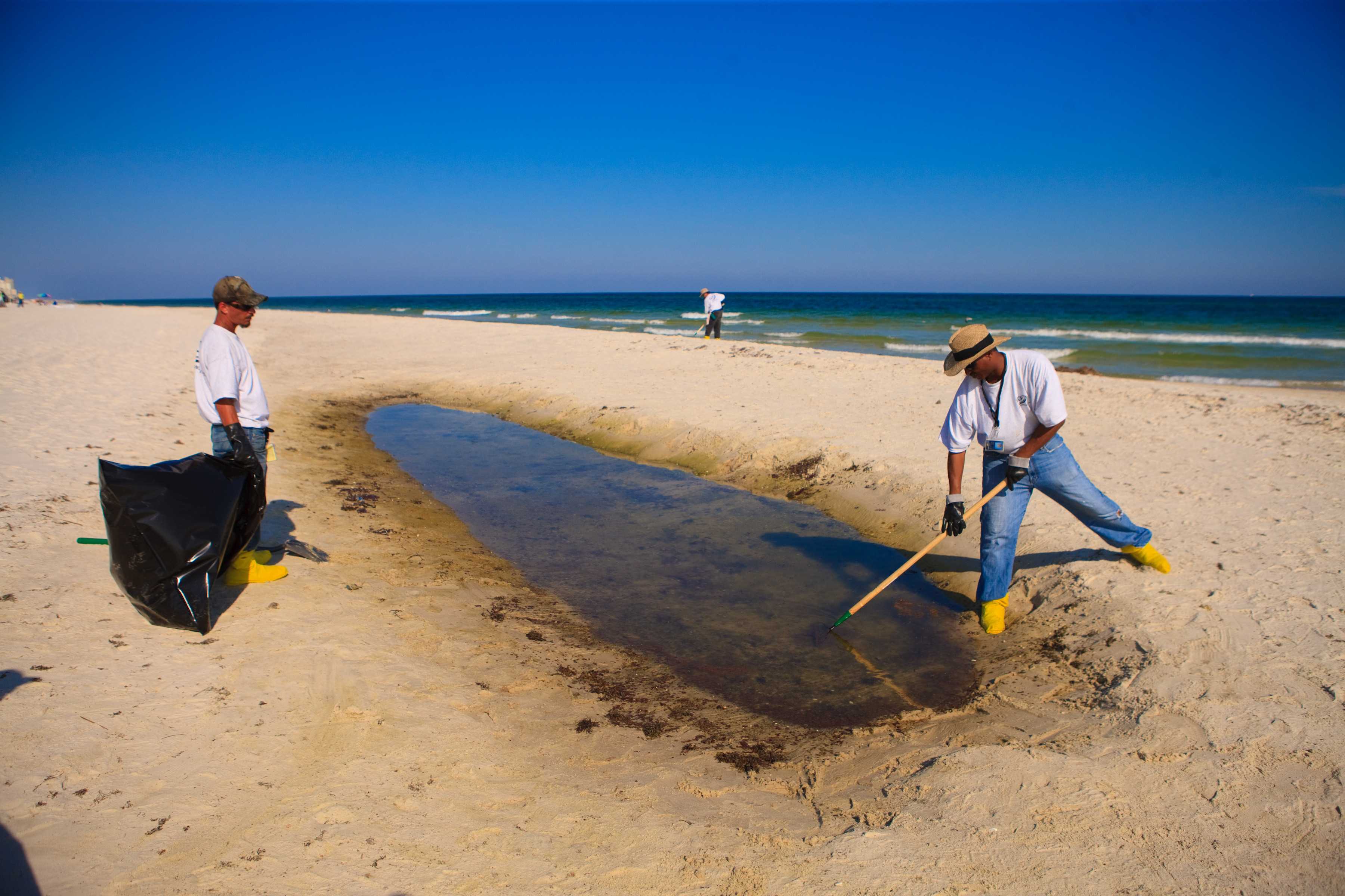 BP workers clean the gulf shores The Communicator