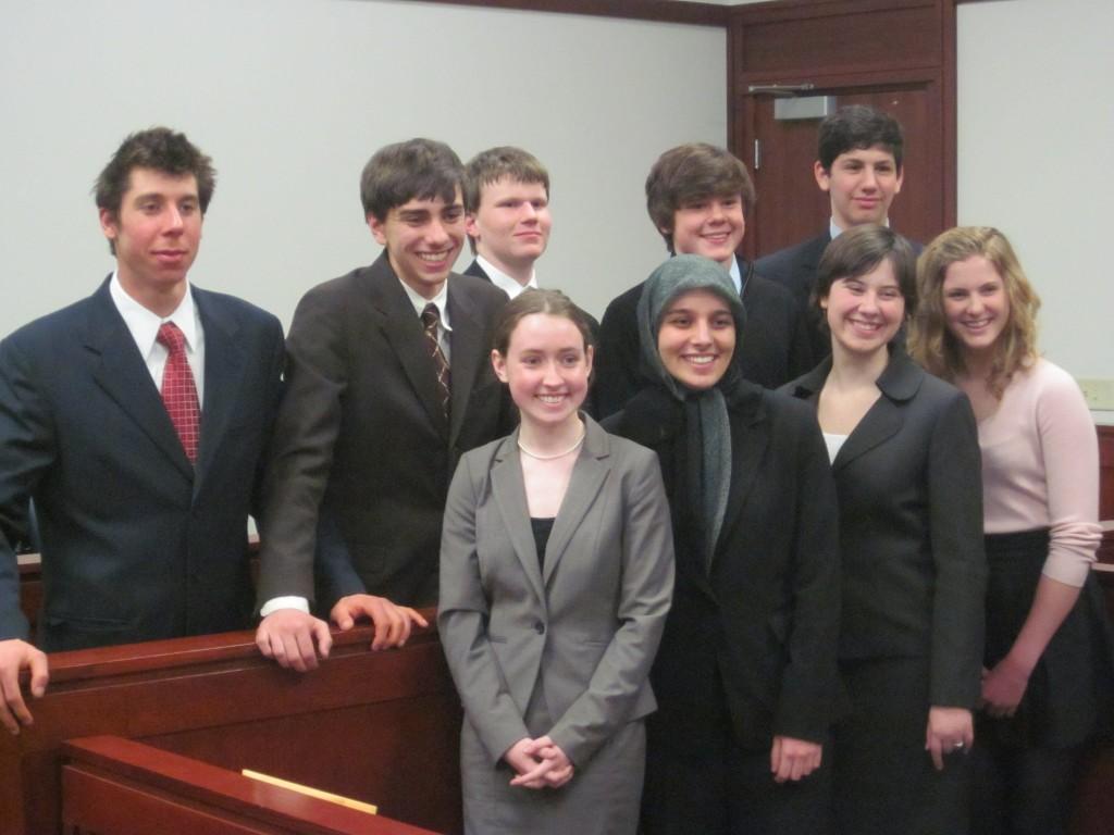 The Community High Mock Trial at the courtroom where they won against Kalamazoo Central High. Photo courtesy of Clayton Lewis