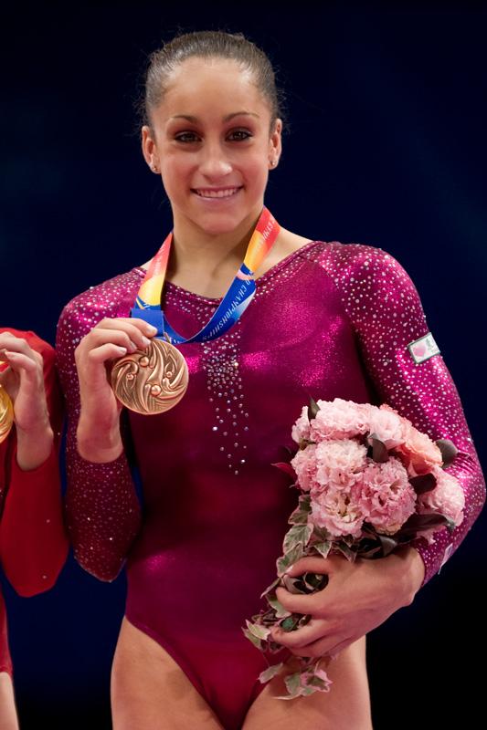 Jordyn Wieber during the awards ceremonies for the balance beam final. She won the bronze medal. 