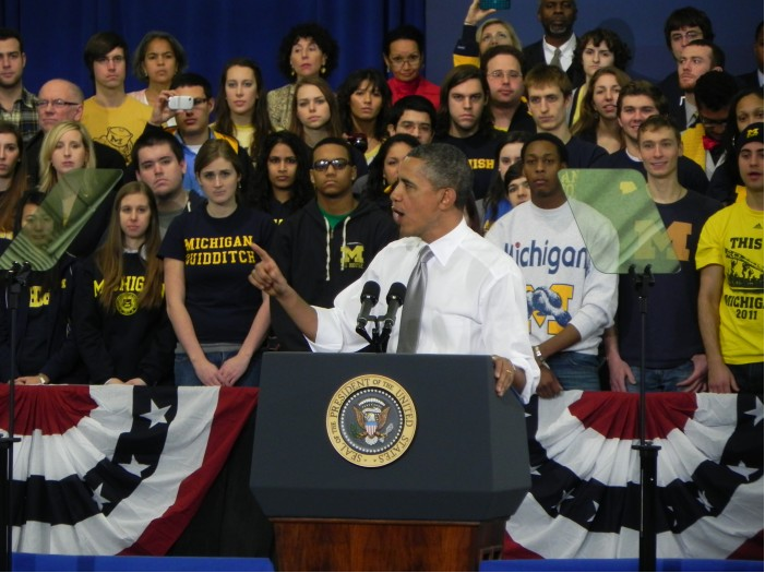 Footage of President Obamas Higher Education Speech