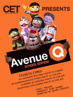 CETs Production of Avenue Q: Student Edition Poster