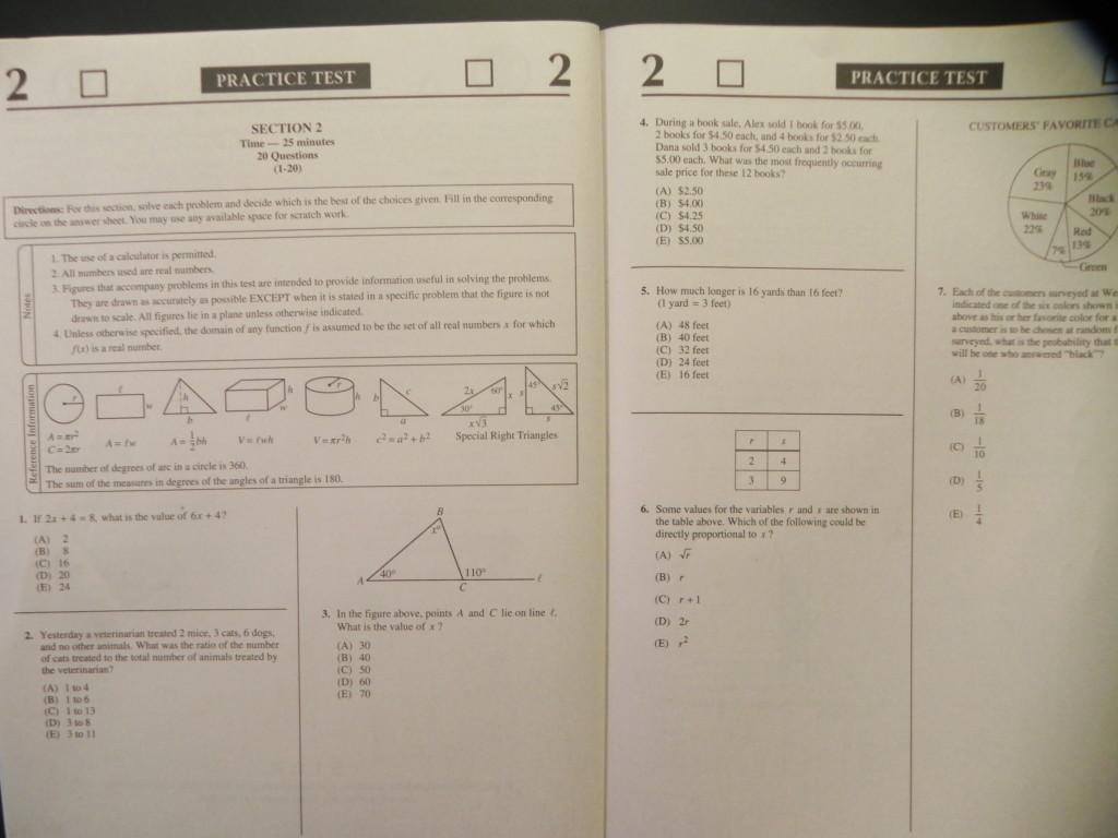 psat math practice test with answers