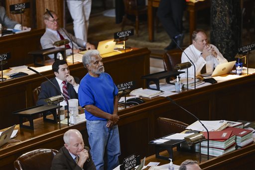 Ernie Chambers, Nebraska state senator, stands during debate to repeal the death penalty in Nebraska (AP Photo).