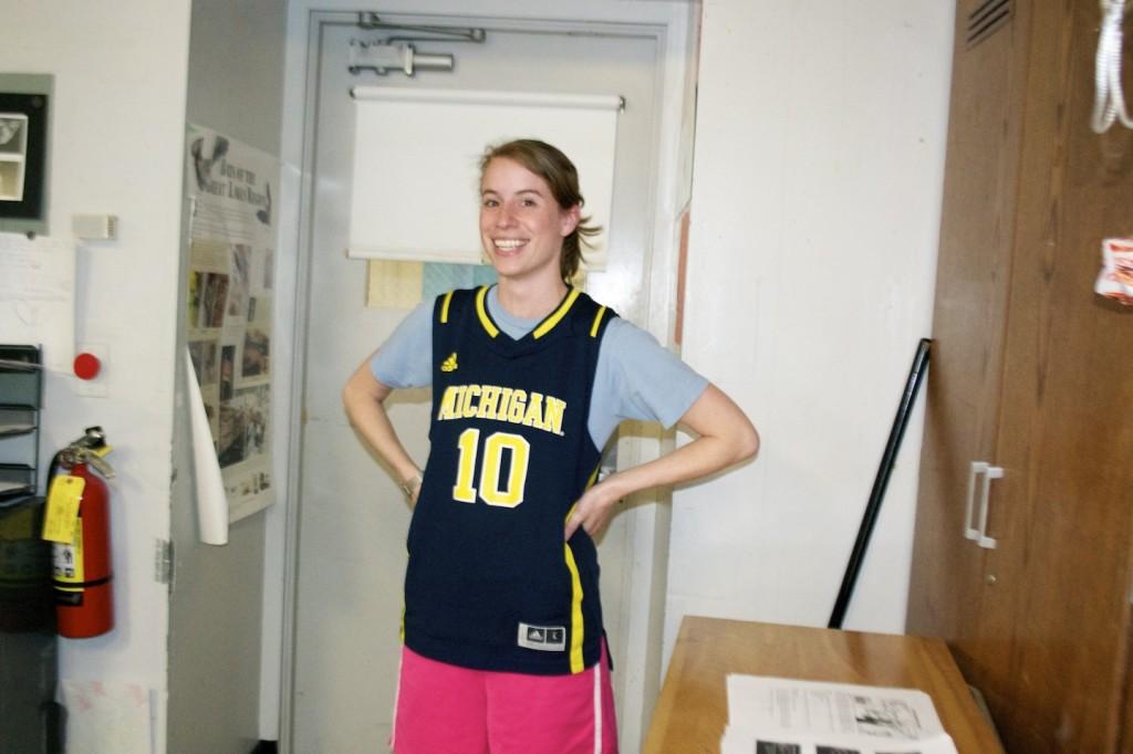 Jenny Imperiale, Courtneys long-term sub, ready for her 3 v 3 basketball game.