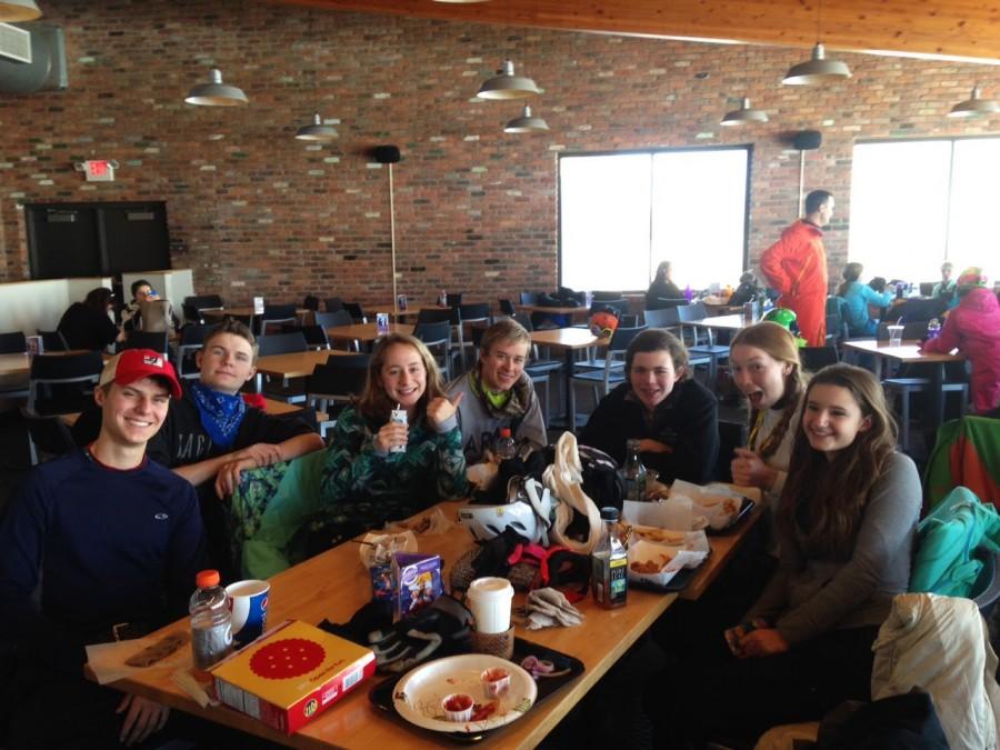 CHS Ski Club warms up inside of the lodge at Mt. Brighton on Jan. 29, 2015 on their day off at the end finals week. 