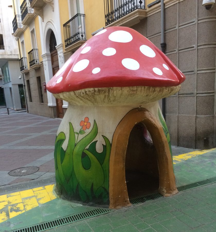 This previously sketchy and unpopular street in Alicante, Spain was outfitted with with 6 foot tall mushrooms, and a green and yellow paint job. Now it is a popular attraction.