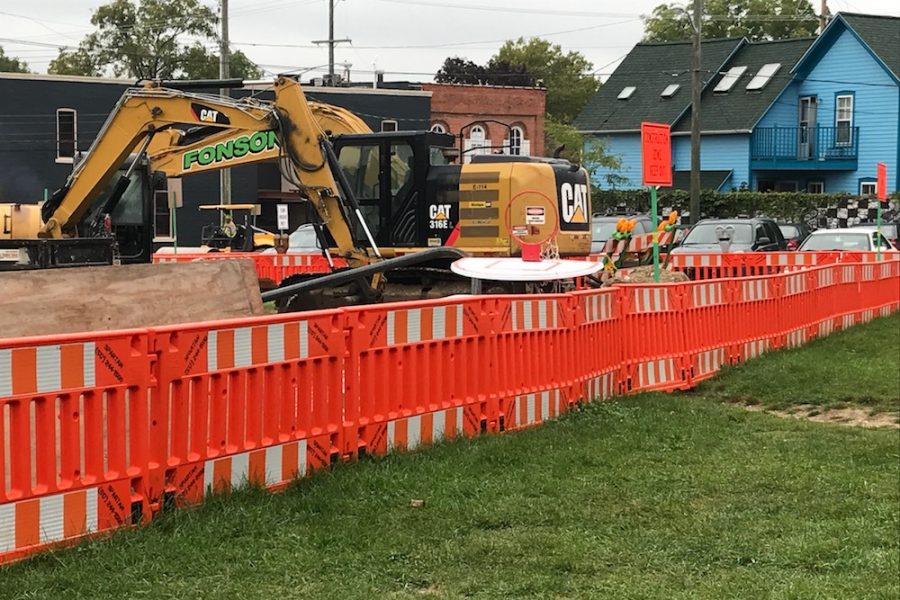 Community High School’s back lawn has been overtaken by construction machines and workers. However, construction has not yet begun on Community’s back lawn, the space only being used to keep construction tools out of the way of workers.