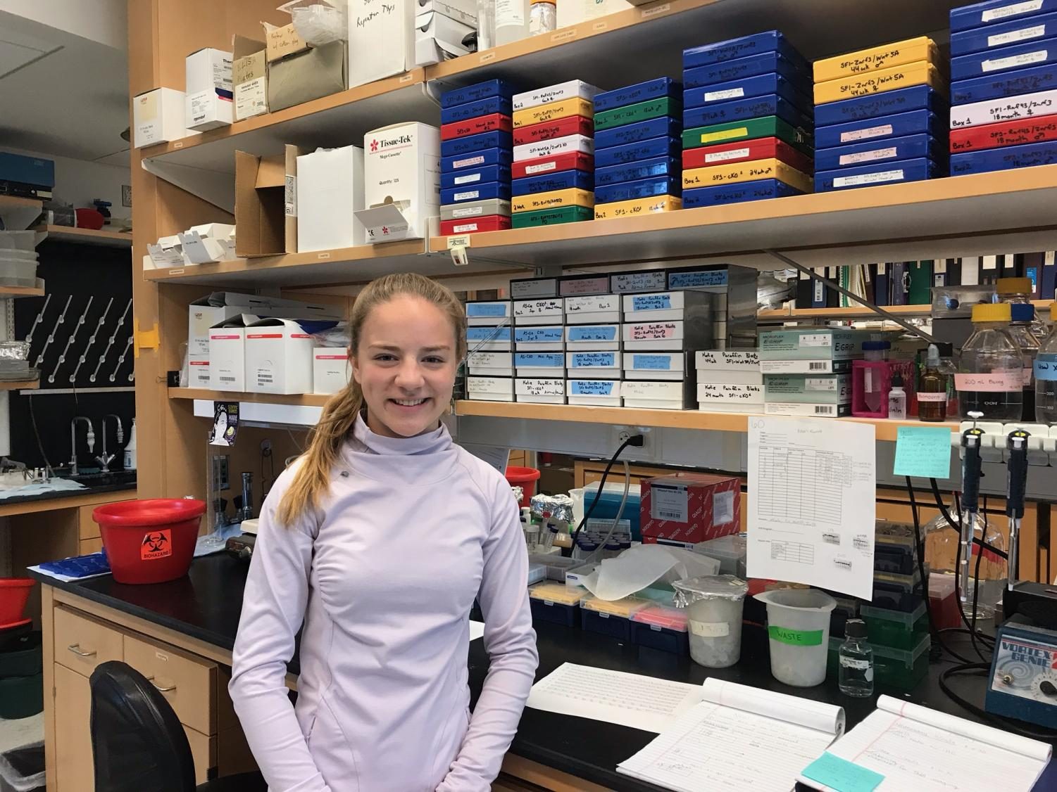 Ammer+in+the+Hammer+lab.+%E2%80%9CThe+work+that+I%27m+doing+is+to+learn+more+about+adrenal+biology+specifically+and+what+happens+in+the+adrenal+with+cancer%2C%E2%80%9D+Ammer+said.+%E2%80%9COnce+we+know+more+about+that%2C+then+we+can+better+focus+treatments.%E2%80%9D