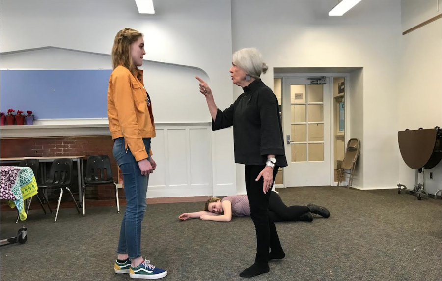 Judith DeWoskin and Isabel Perry rehearse a scene for CETs winter play, The Tempest. 