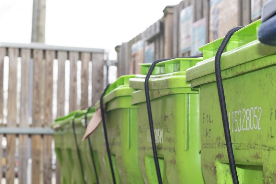 Trash cans in the alley behind Zingermans.