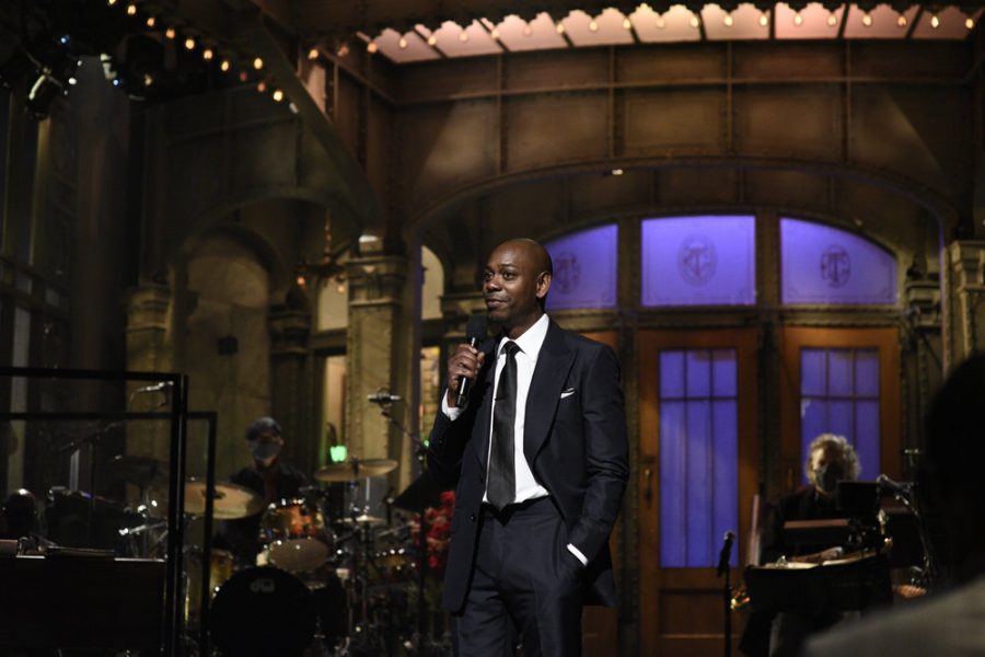 'Saturday Night Live' guest host Dave Chappelle during the monologue on Saturday. (Will Heath/NBC/TNS)