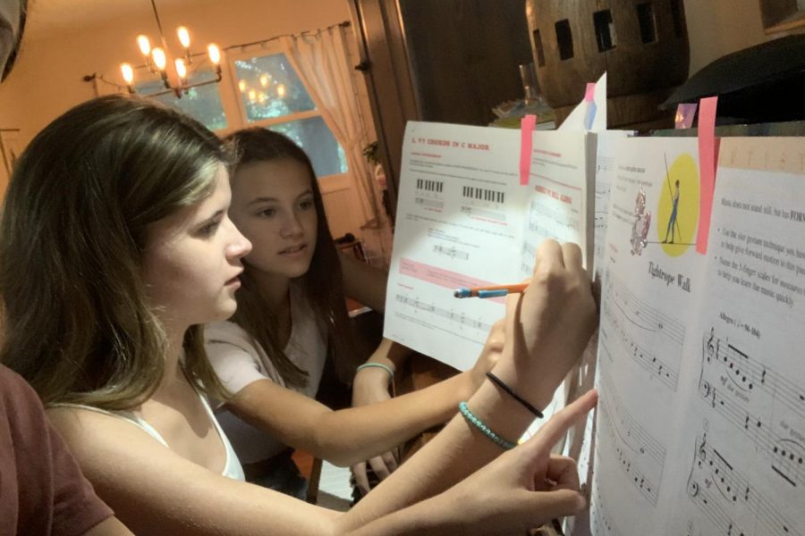 When I was younger, my mom had me learn piano. I took it for three years before deciding that I wanted to quit. I recently decided to pick it back up again, and this is a photo of my sisters helping me with a song.