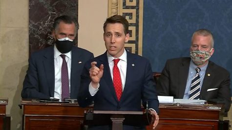 In this screenshot taken from a congress.gov webcast, Sen. Josh Hawley, R- Mo., speaks during a Senate debate session to ratify the 2020 presidential election at the U.S. Capitol on Jan. 6, 2021 in Washington, D.C. (congress.gov/Getty Images/TNS)