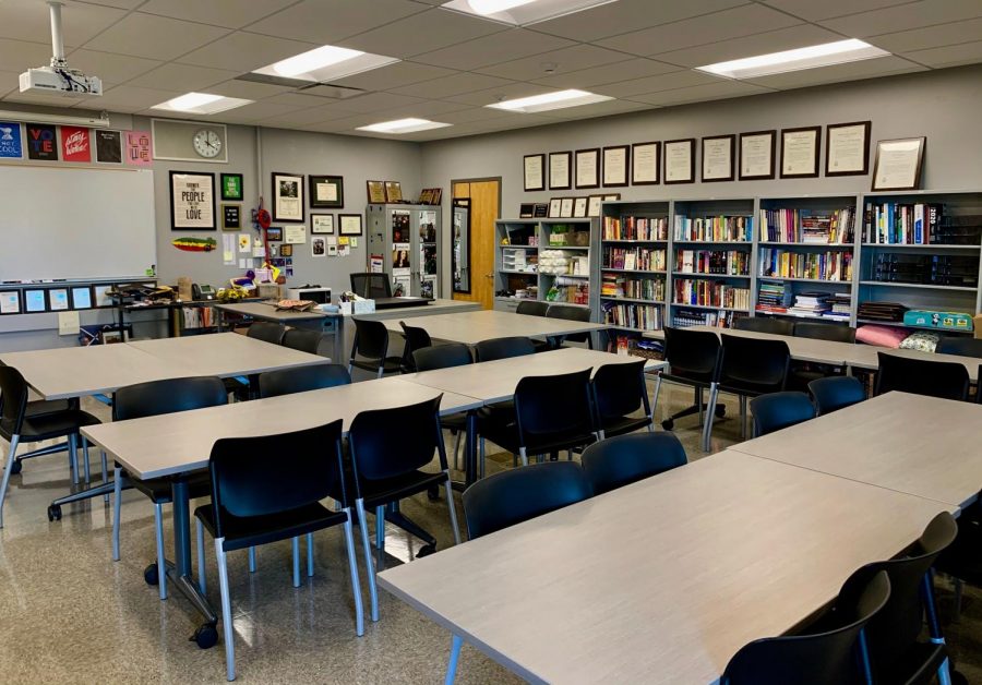 An+empty+classroom+at+Monta+Vista+High+School+in+California.+Photo+by+Julia+Satterthwaite.