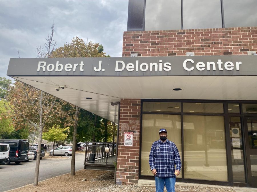 This is Preston Neloms, standing in front of the Robert. J. Delonis Center. Neloms regularly visits the Delonis Center and uses their resources to create a positive outcome of his current situation. “We have to strive for the prize of what’s forwards,” Neloms said.
