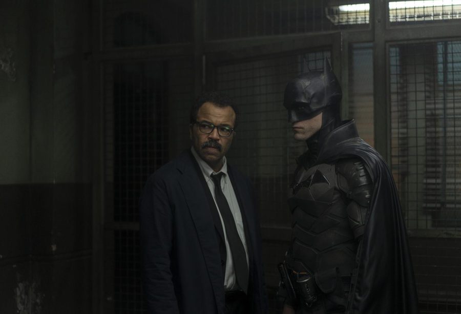 Jeffrey Wright (left) as Lt. James Gordon and Robert Pattinson in “The Batman.