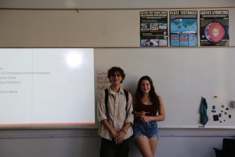 Co-presidents Matthew Castillo and Zoe Simmons after the first meeting of Forum Council on Sept. 7, 2022.