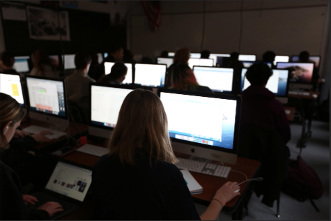 Students work on computers in Engineering, a technology-centric class at CHS. The use of technology has changed since the Covid-19 pandemic and the year of online learning. The pandemic just made (school) internet factorial, Kreger said.