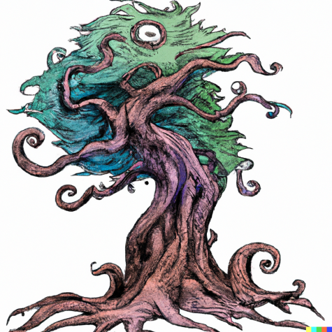 The prompt was a wavy tree on a drawing form of fairy tale style.