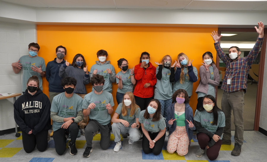 Members of the Freeman Environmental Youth council pictured with their adult liason, Coert Ambrosino. The council is made up of high school students from four out of five Ann Arbor high schools.