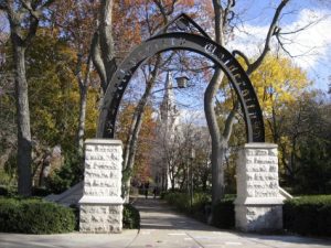 The arch at Northwestern University in Evanston, Ill.