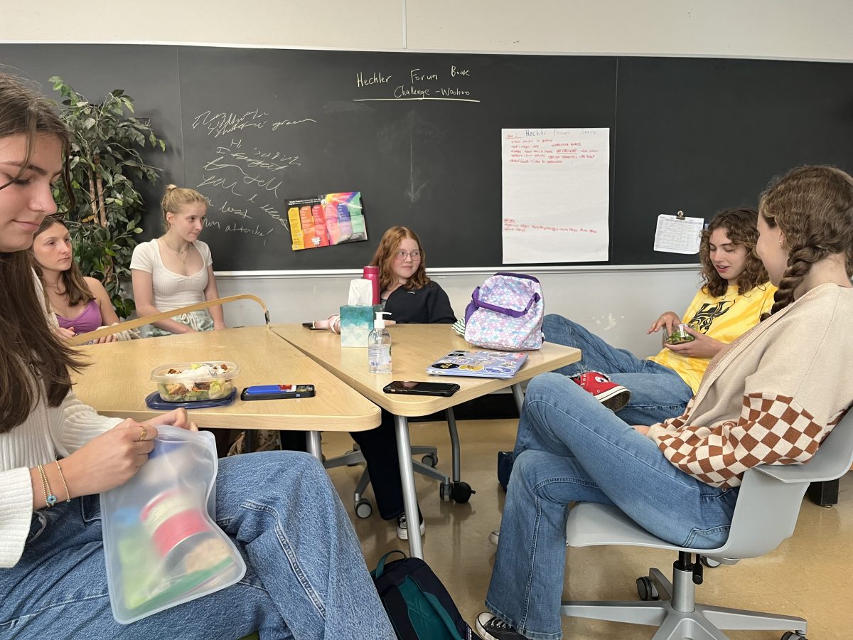 Recent Feminist Club meeting. Topics of the Barbie movie and gender roles were discussed. I think this meeting was very enlightening, Cooke said, I love this club and the Barbie movie.
