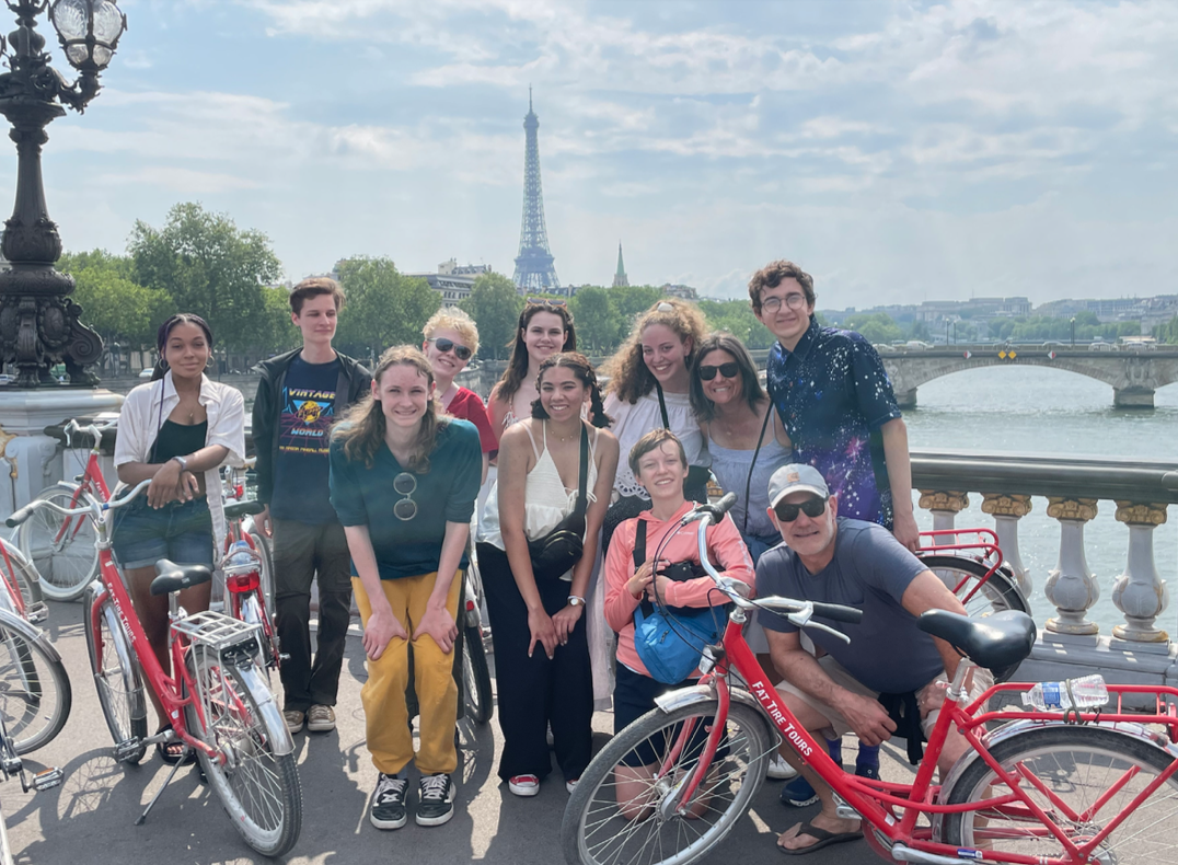 Students pose on the Pont Alexandre II, an important Parisian landmark. Mosher and Harris chose a Fat Tire Bike tour to allow students to experience something new. “The whole thing about traveling is to push yourself and to try a new thing,” Harris said. “The fact that the students did it, it’s an accomplishment.”