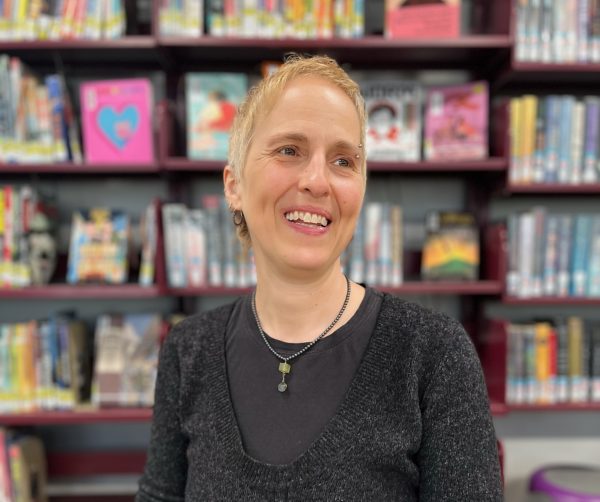 Jeri Schnider smiles after her Humans of Community interview with Allegra Blackwood.