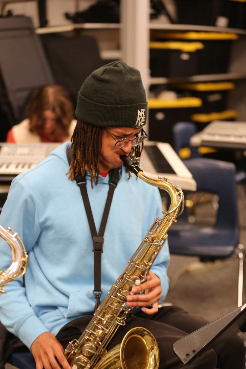 March - Isaiah Horton is playing his saxophone with his jazz 2 band. I love the band and I love the teacher, Horton said. I was really into what I was playing and I guess I kind of lost focus on everything else.