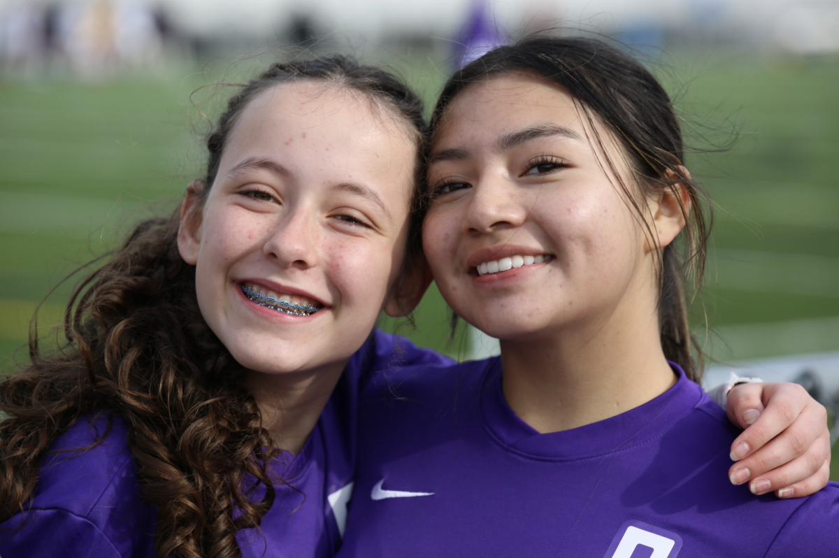Sadie Jacobson (left) and Yadira Contreras-Alvarez (right) after their teams victory 4-0 against Father Gabriel Richard