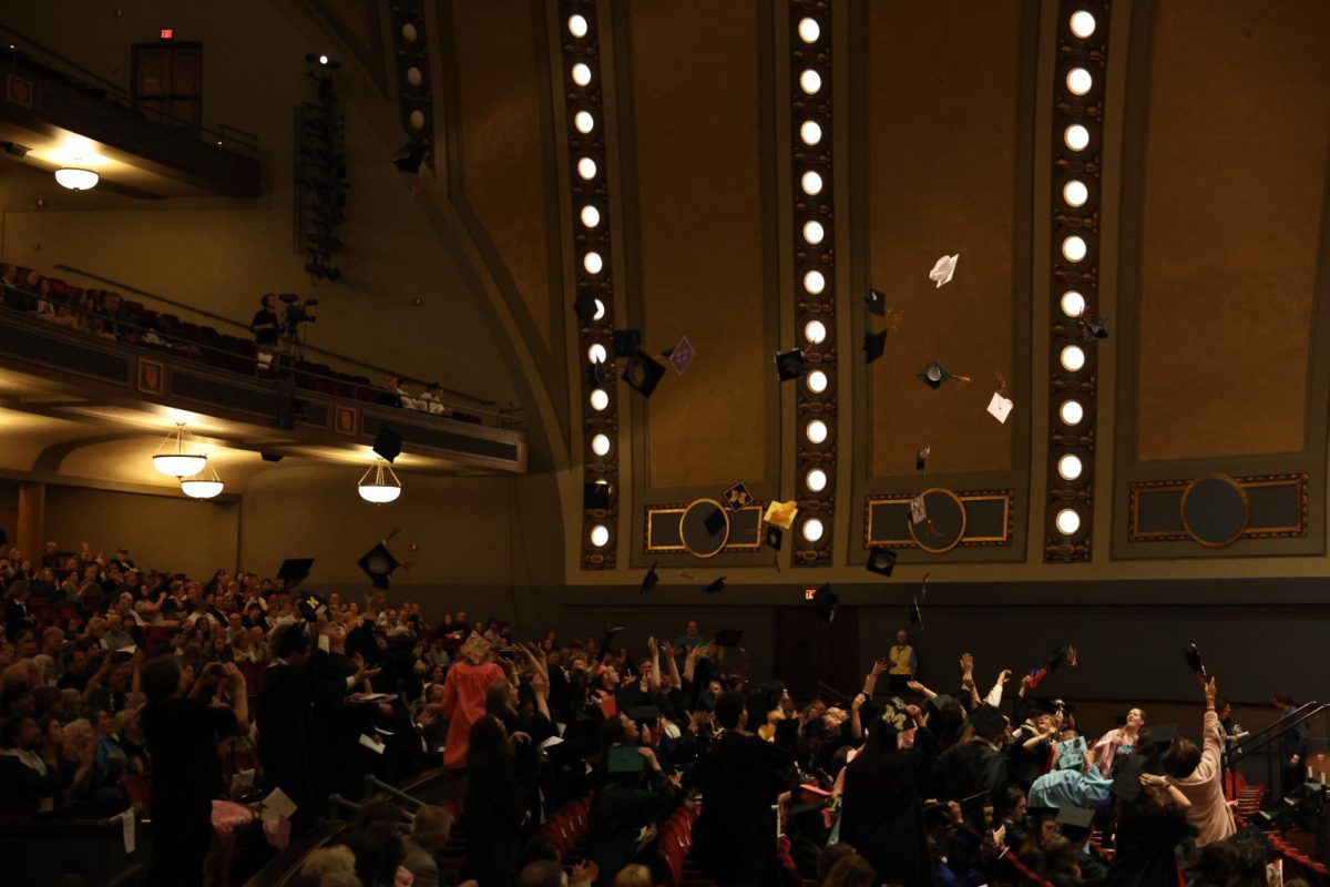 The CHS graduating class of 2025 throws their caps in the air celebrating the conclusion of the graduation ceremony. 