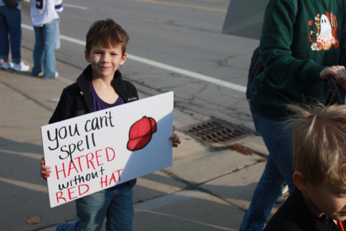 Harrison Tuck with his family at the No-Kings Protest.