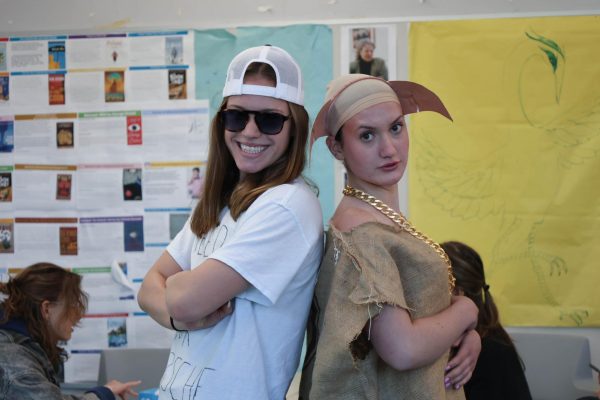 Ava Griffith and Tia Cocciolone are dressed up as Brad Pitt's 'Need Money For Porsche', and Payton King's Dobby.