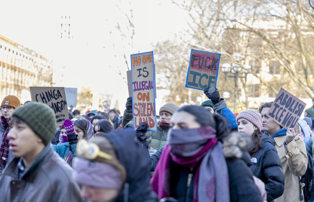 University of Michigan students and community members march through campus during a protest against Immigration and Customs Enforcement, chanting calls to abolish ICE and protect immigrant communities. Organizers Bill Lewis and Mariah Stewart said the demonstration was meant to channel fear and anger into collective action as ICE activity reaches closer to Ann Arbor. “We wanted people to leave here feeling a sense of community,” Stewart said. “That they’re not alone in this fight.”