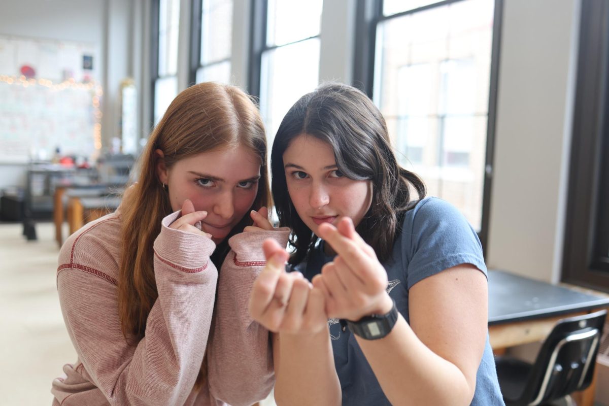 Liliana Amjadi Klass and Willow Rosenfeld spend their free fourth block laughing and having fun. In the middle of busy schedules and multiple assignments piling up, the two take a moment to strike a funny pose and forget about the stress. "By fourth block, I'm usually exhausted," Rosenfeld said. "So having time to just be silly with friends makes the day way better."