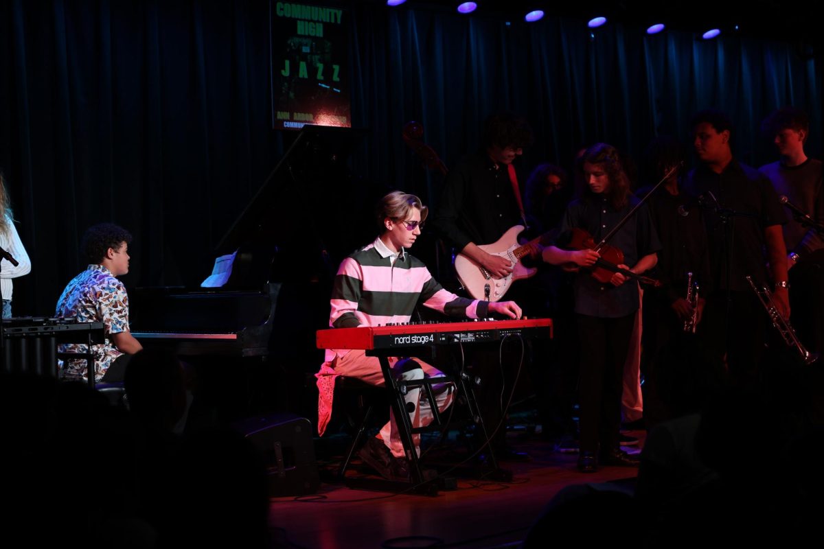 James Dickson takes the spotlight on the stage to play the keyboard. He had been looking forward to performing at The Ark since his last concert. “At the first concert this year, I was really nervous because it was my first one in high school,” Dickson said. “Now that I’ve done it before, I felt a lot more confident and I was actually excited.”