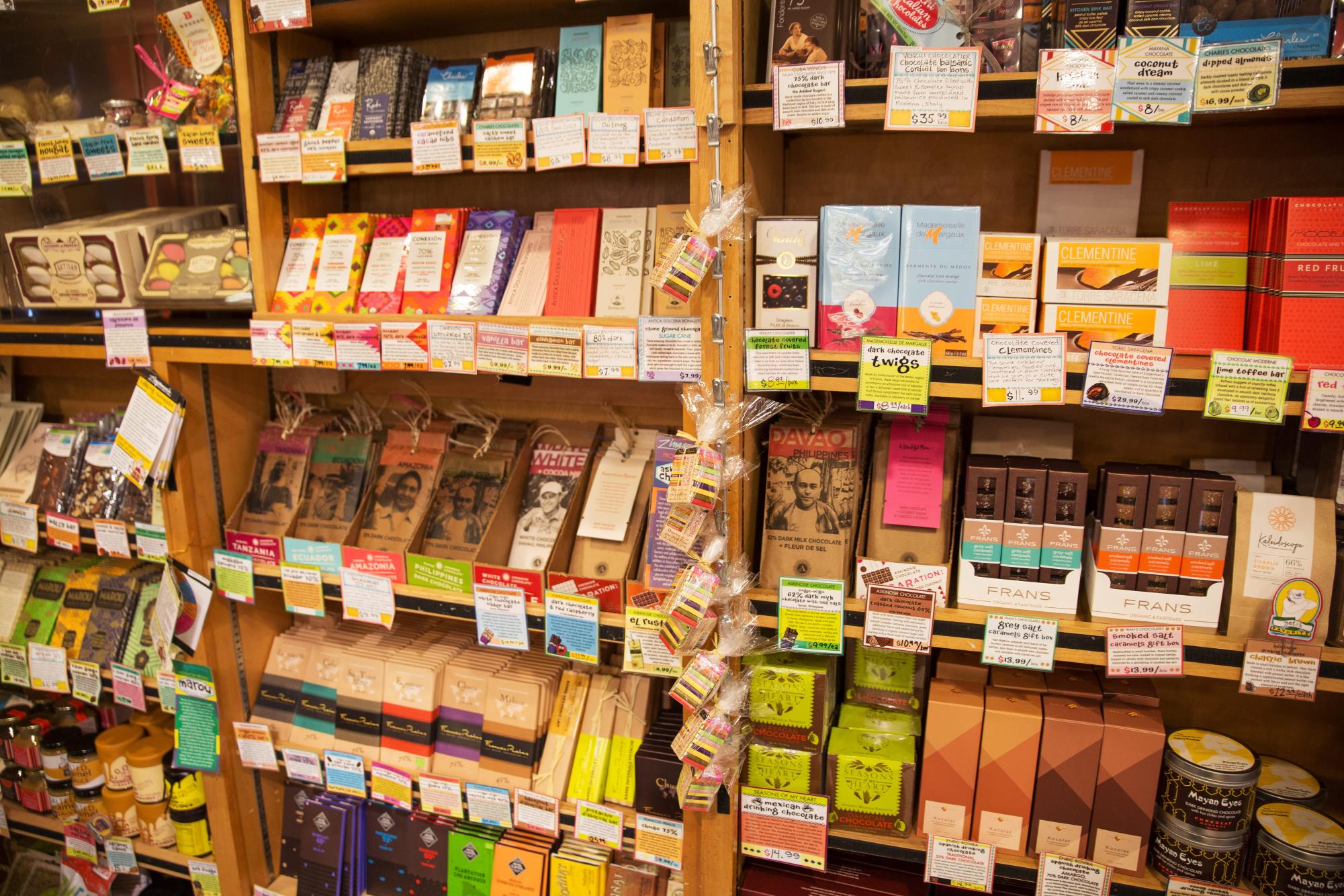 The alway-stock shelves of Zingerman's deli, filled with a variety of chocolates. 

Photo Courtesy of Zingerman's Delicatessen 